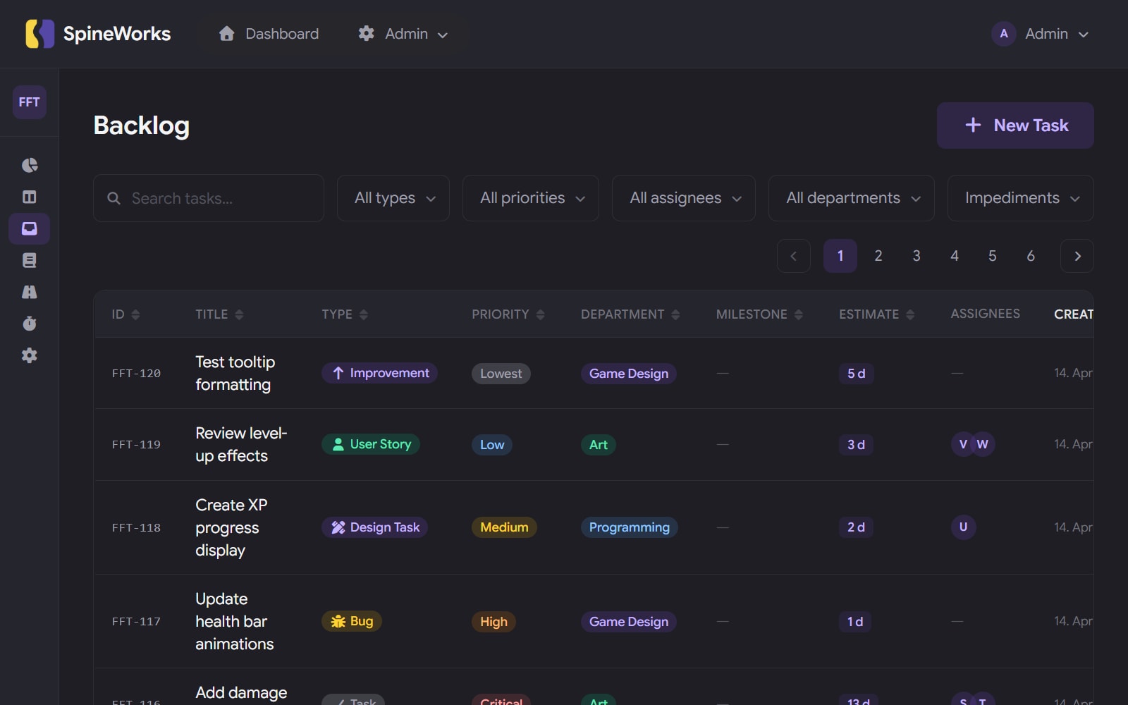 SpineWorks backlog view